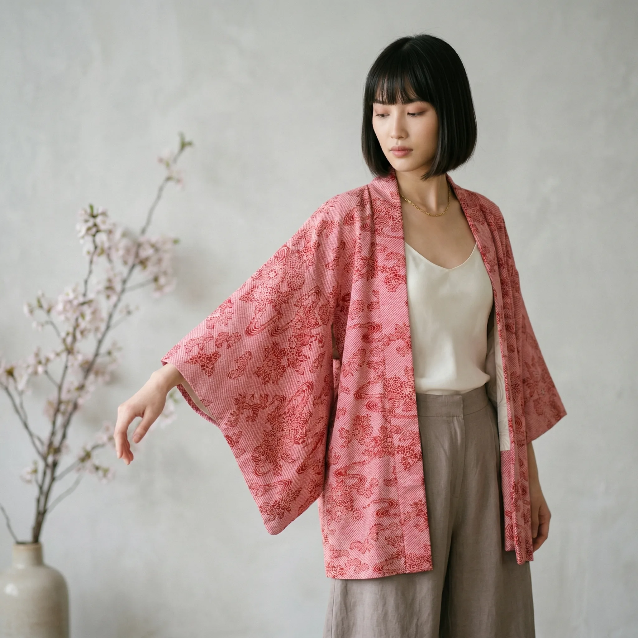 Vintage Japanese Haori Jacket — AI Etsy product photography — Lifestyle