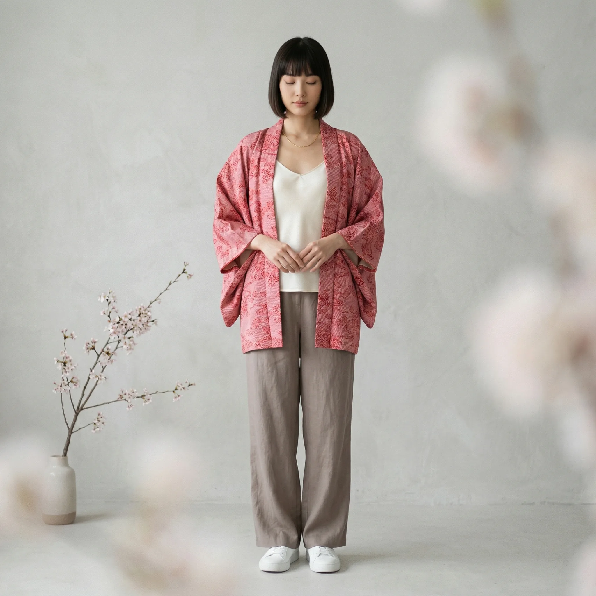 Vintage Japanese Haori Jacket — AI Etsy product photography — In-Use