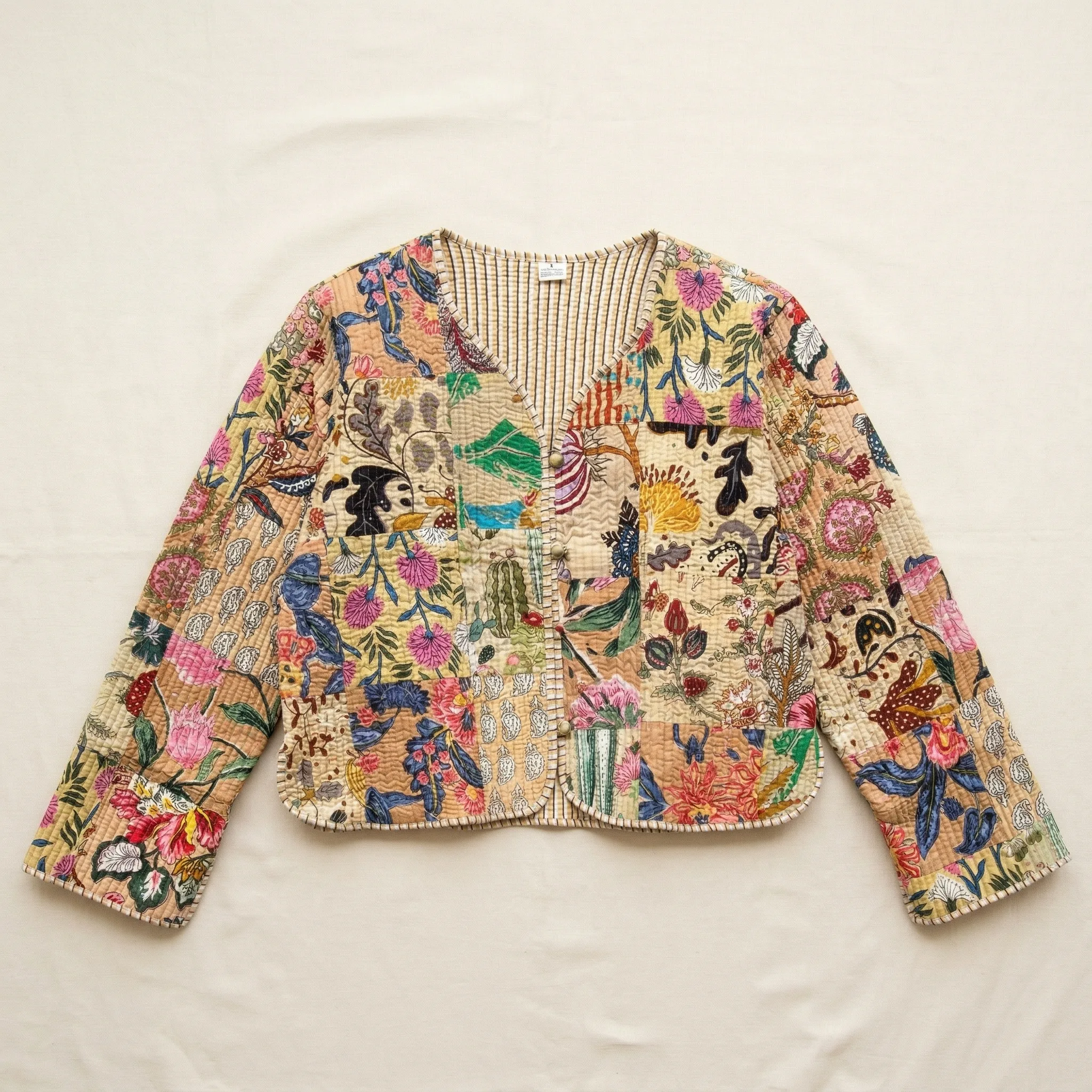 Quilted Floral Patchwork Jacket — AI Etsy product photography — Feature