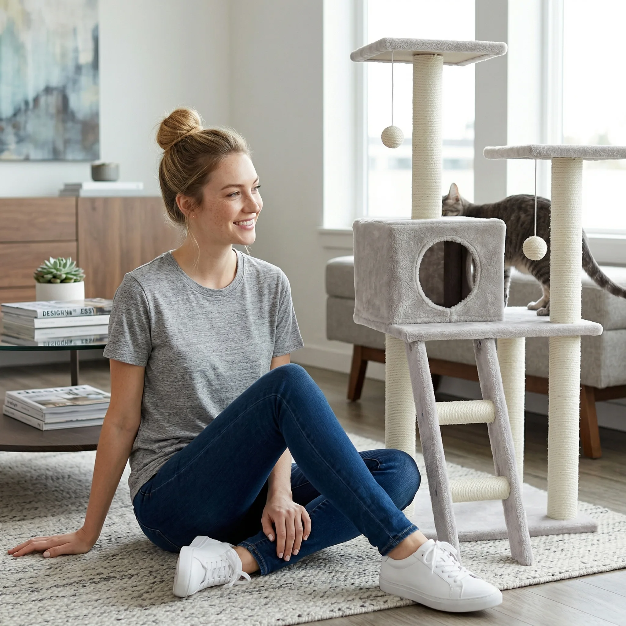 Multi-Level Cat Tree — AI product photography — Lifestyle & Scene view 2
