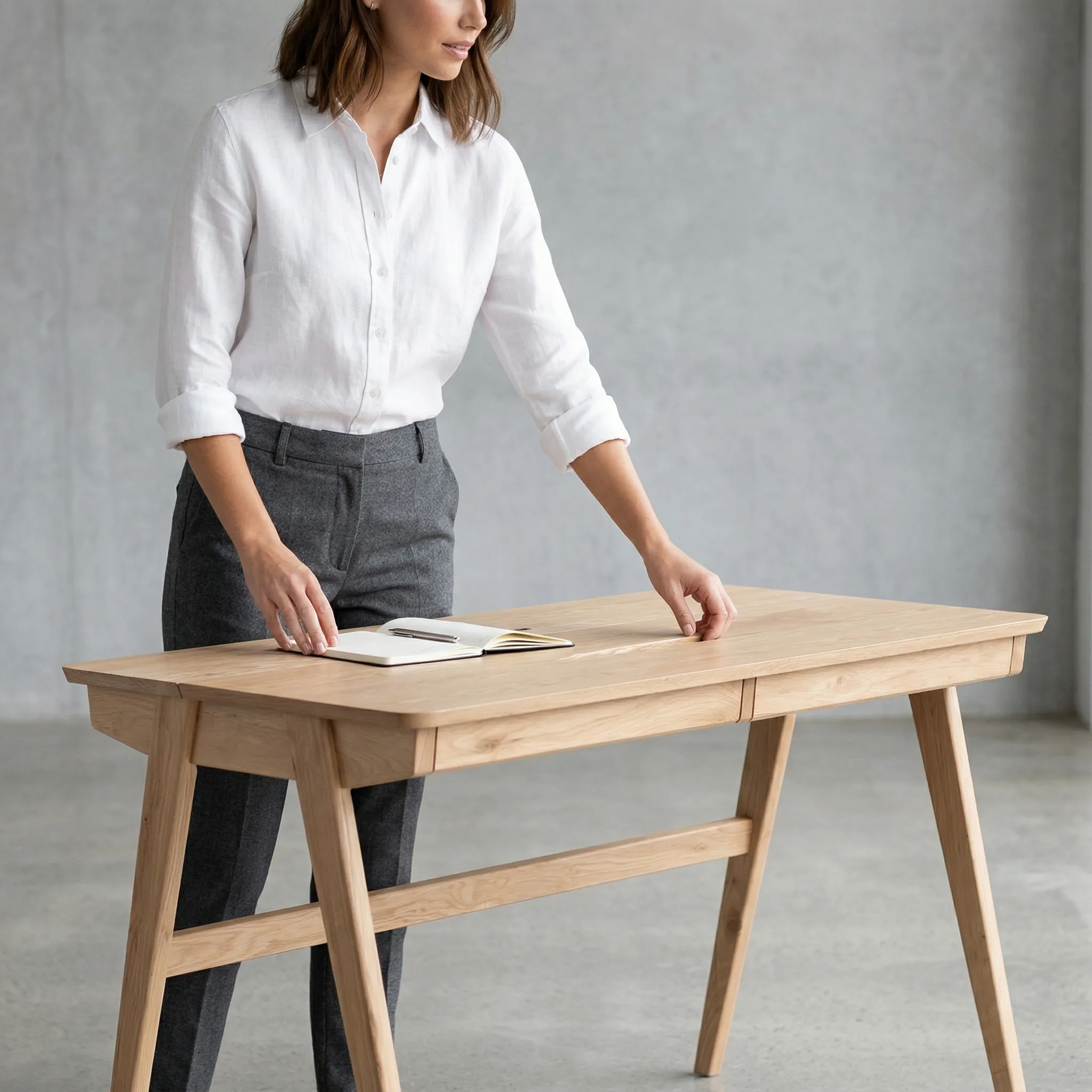 Light Wood Desk with Drawers — AI product photography — Lifestyle & Studio view 4
