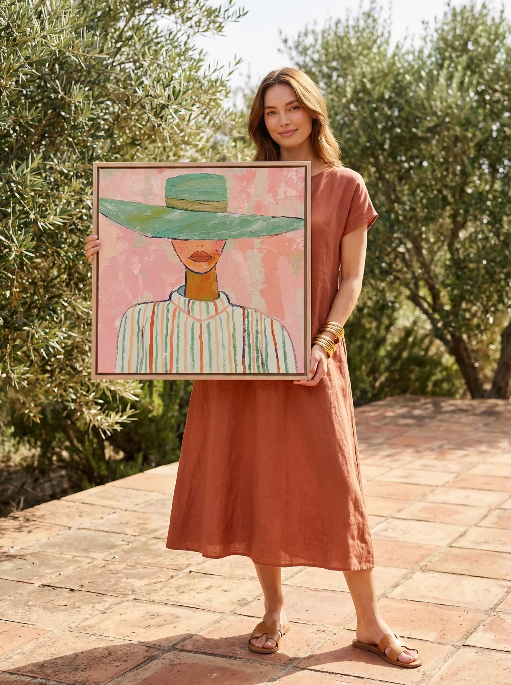Framed Abstract Portrait Painting — AI product photography — Lifestyle & Display view 2