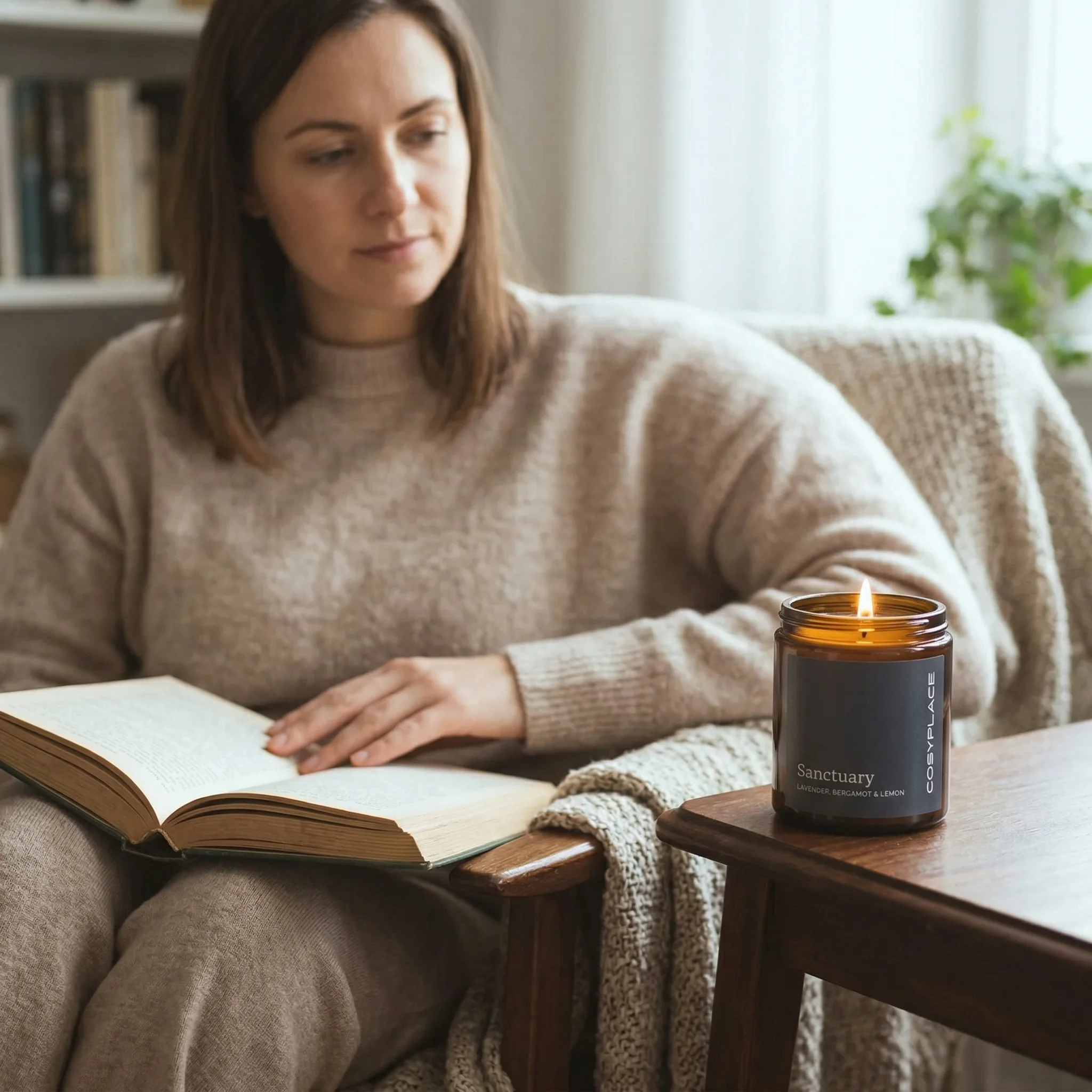 Sanctuary Candle — AI Shopify product photography — Close-Up