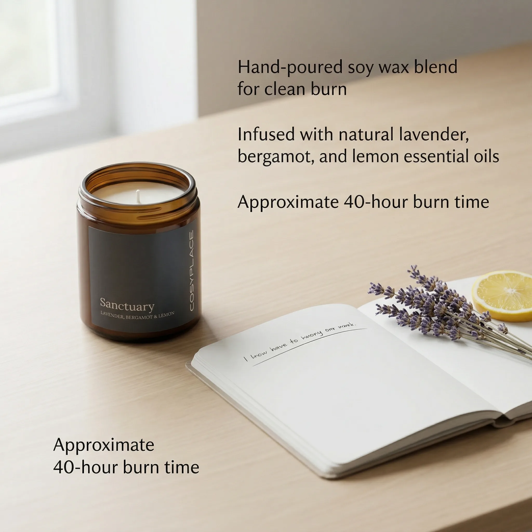 Sanctuary Candle — AI Shopify product photography — Scale