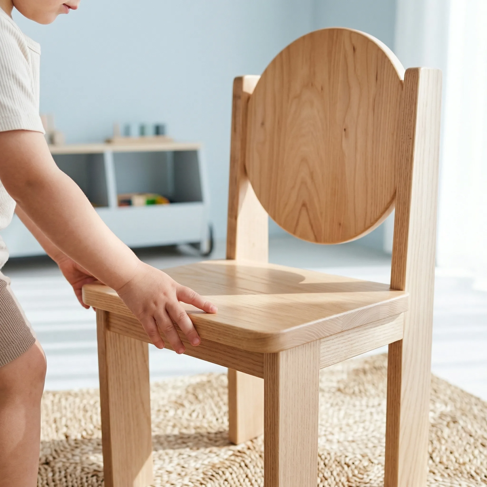 Children's Wooden Chair — AI Shopify product photography — In-Use