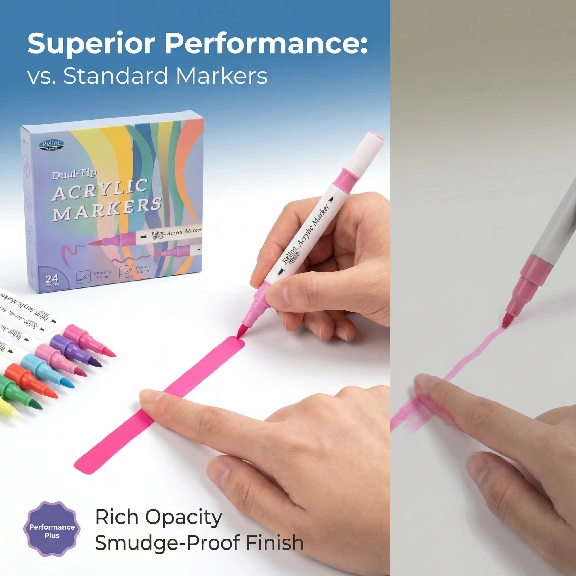 After: Acrylic Markers — Amazon product image generator output — Comparison