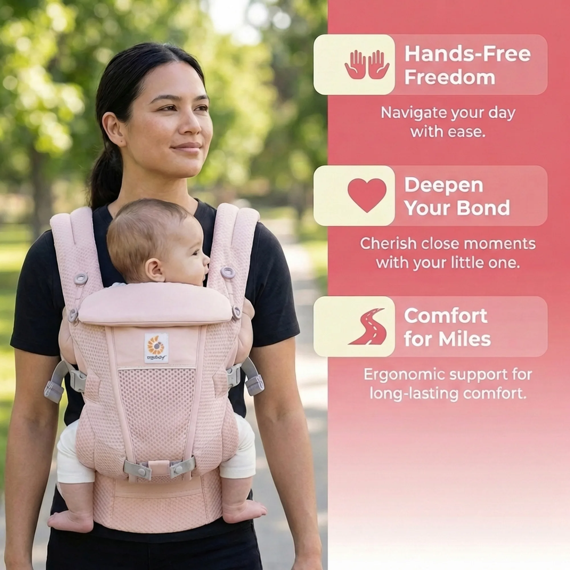 After: Baby Carrier — Amazon product image generator output — Benefits