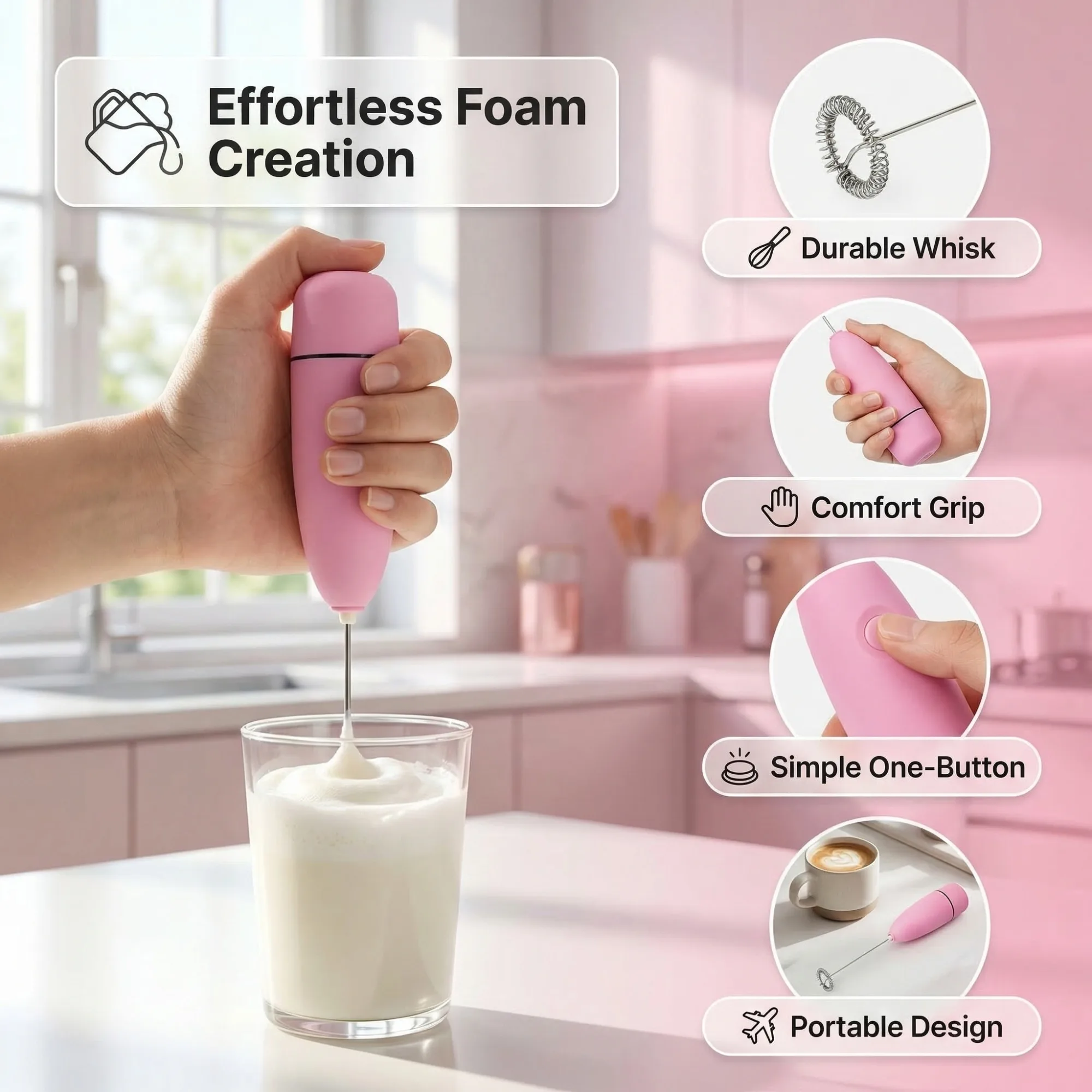 After: Milk Frother — Amazon product image generator output — Feature