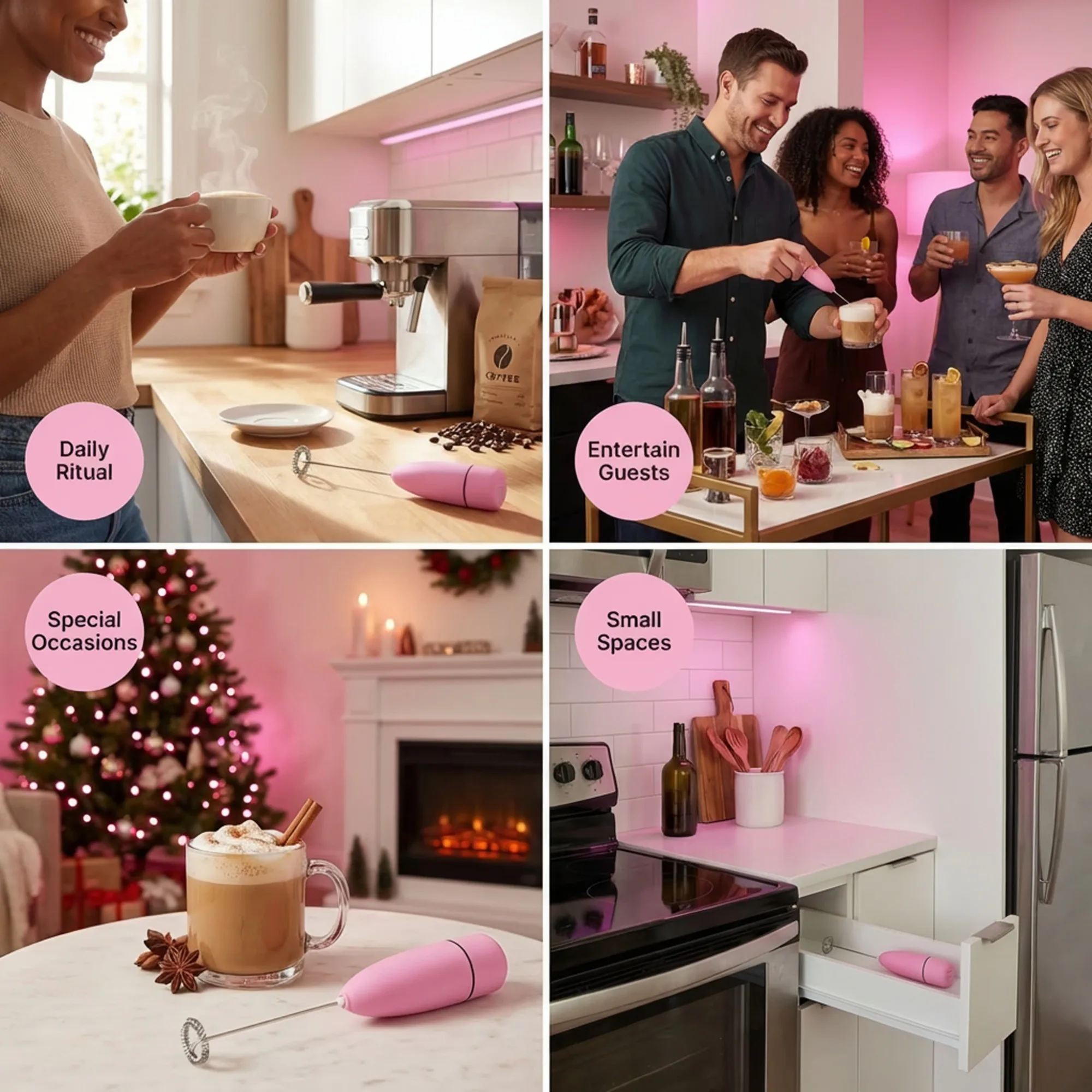 After: Milk Frother — Amazon product image generator output — Benefits