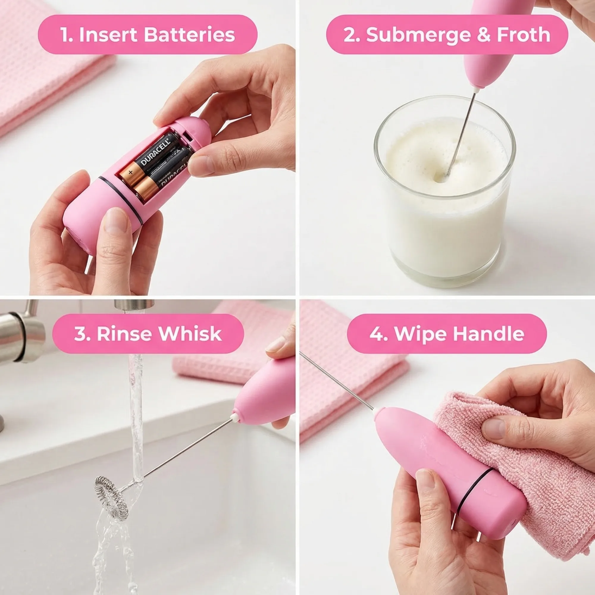After: Milk Frother — Amazon product image generator output — How to Use