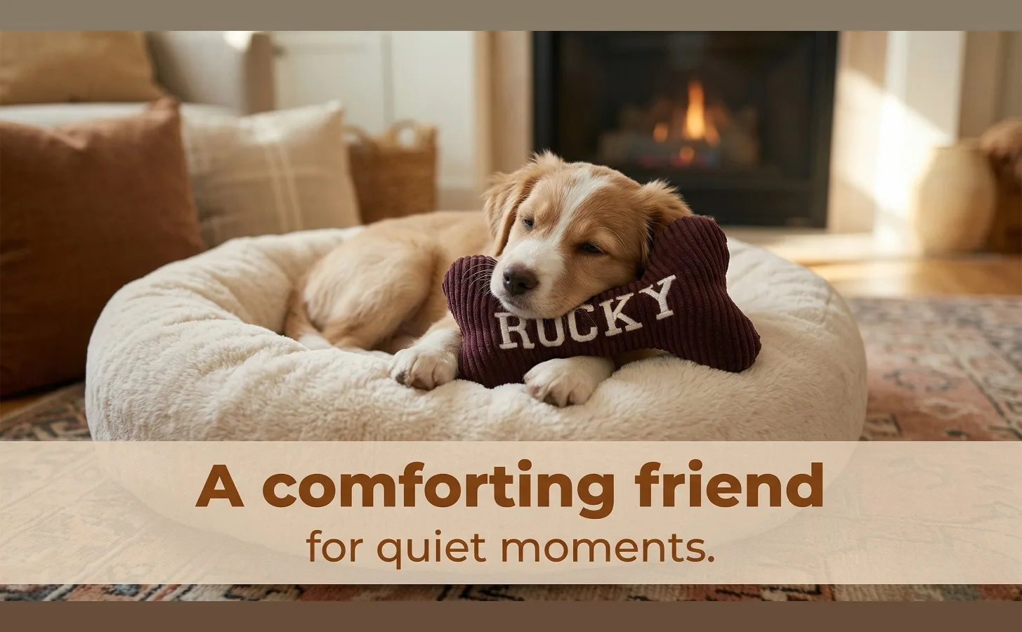 Personalized Corduroy Bone Dog Toy — AI Amazon A+ content — Materials