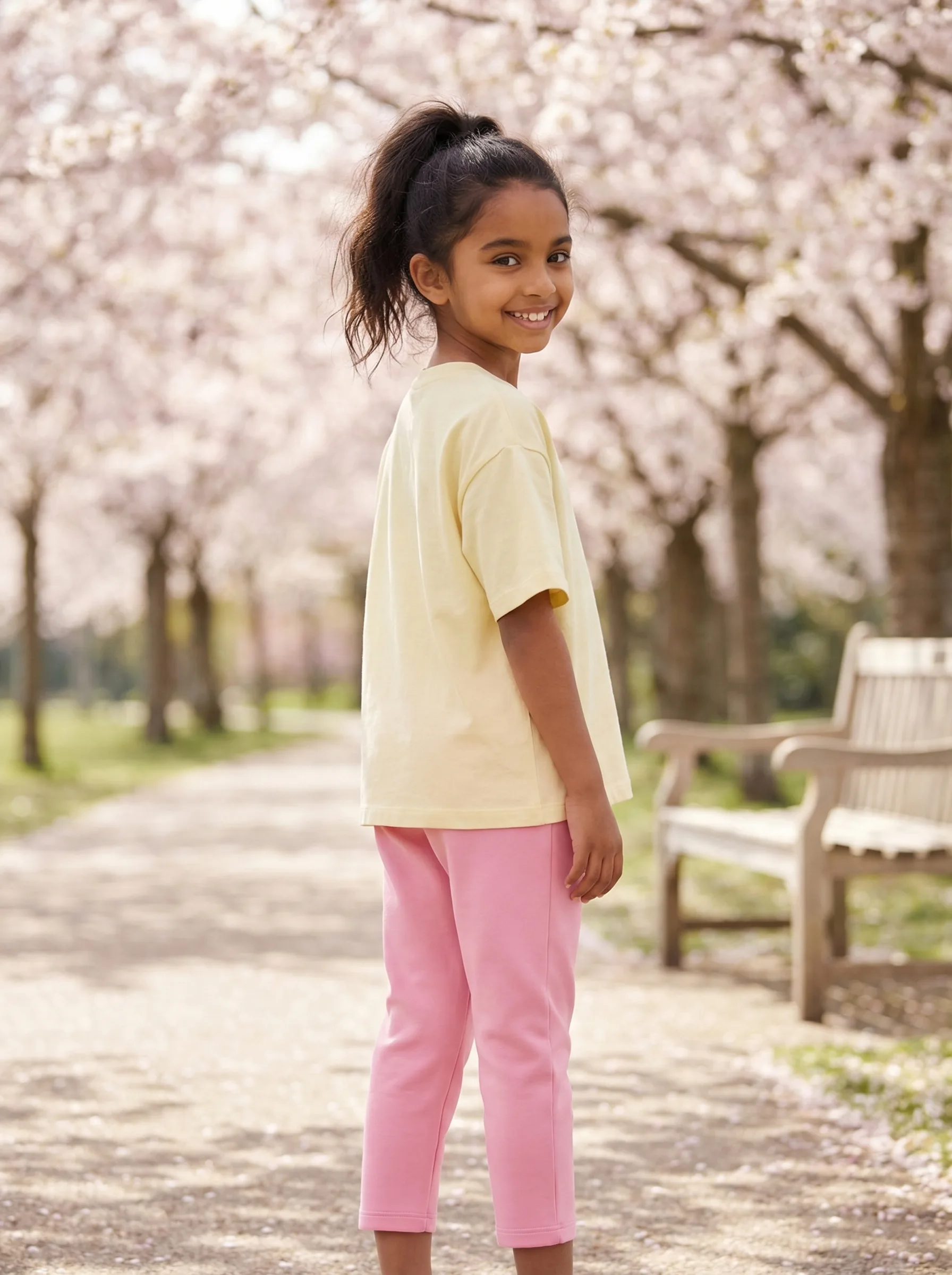 Girls' Pink Jogger Pants — AI fashion model photography — Outdoor scene 2