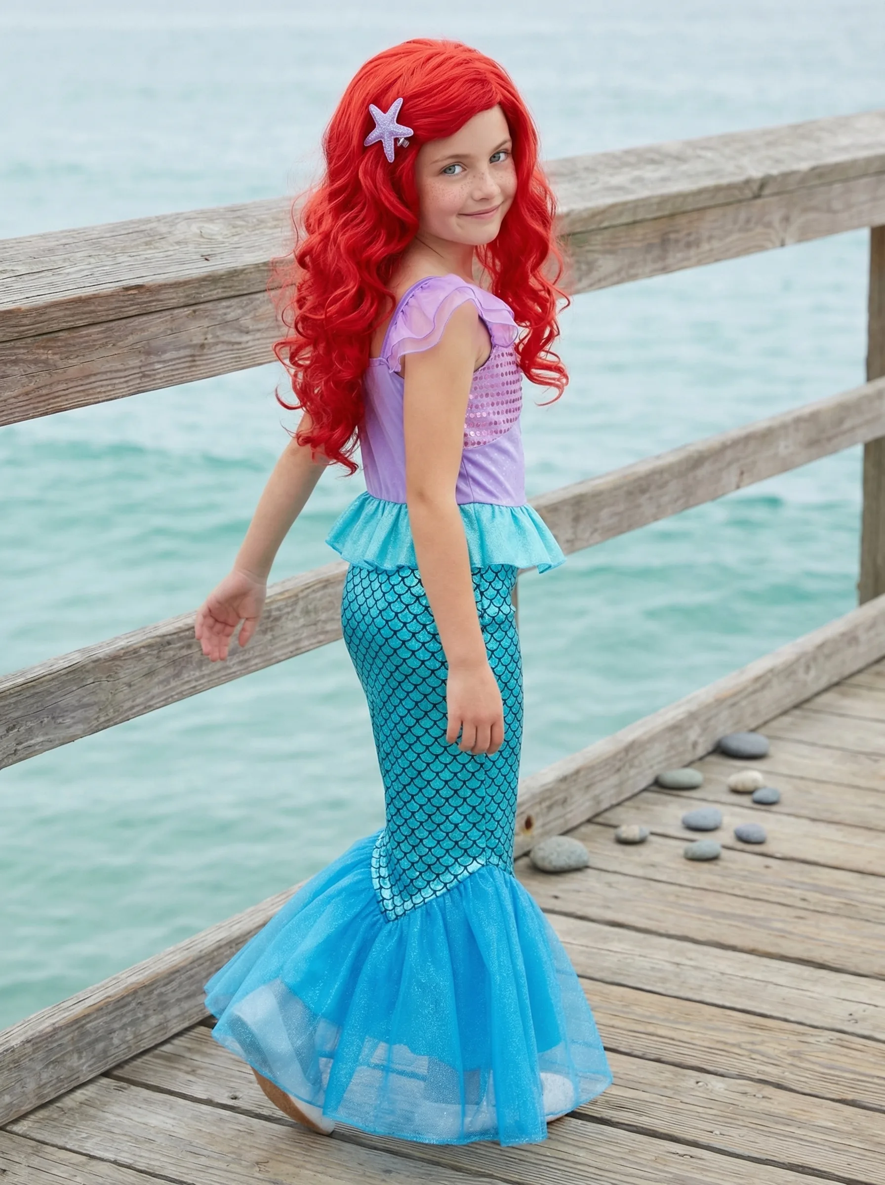 Girls' Mermaid Princess Costume — AI fashion model photography — Outdoor scene 4